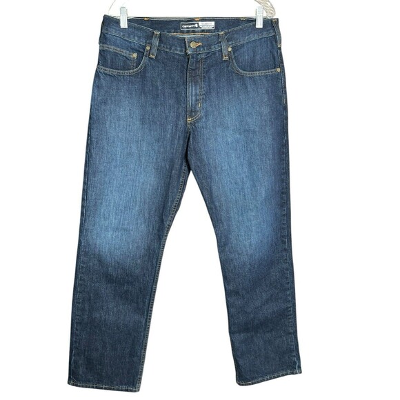 Carhartt Jeans Men NWT 35X30 BD5119-M Blue Relaxed Fit Straight Leg Denim Pants